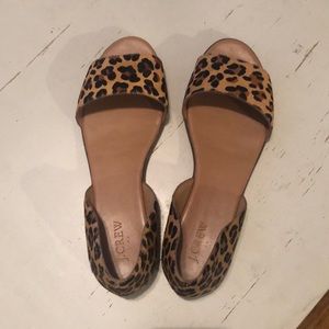 J crew leopard peep toe slip ons